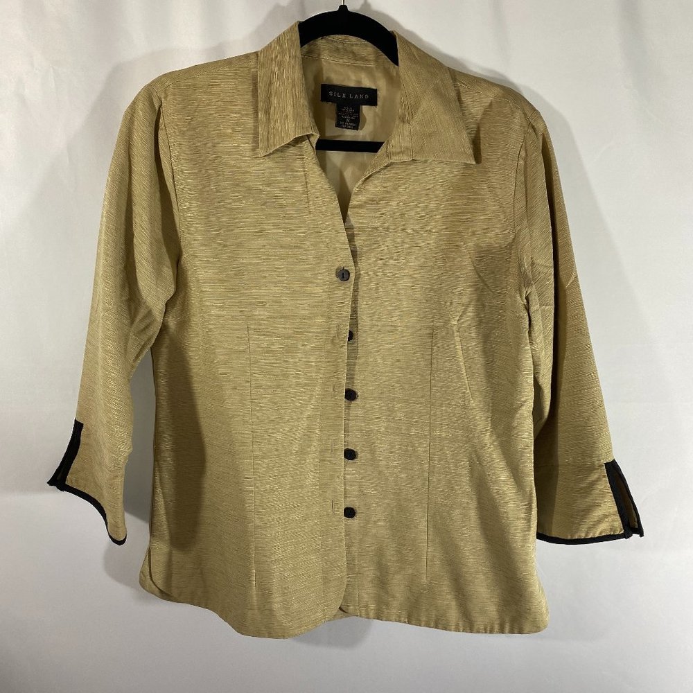 SilkLand Women's 100% Silk Tan Blouse